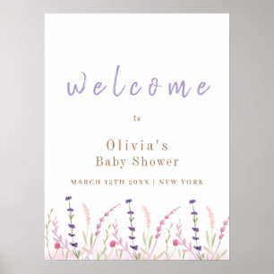 Affiche Cute Little Fleur sauvage Garden Baby shower Bienv