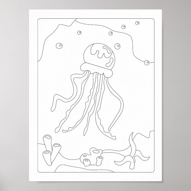 Affiche Cute Little Jellyfish Antistress Livre de colorati (Devant)
