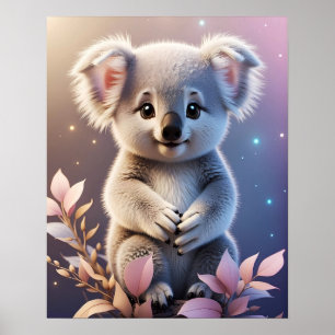 Affiche Cute Little Koala Imaginaire Dreamy Gradient