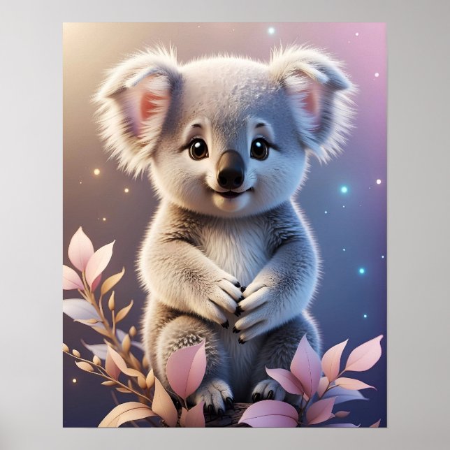 Affiche Cute Little Koala Imaginaire Dreamy Gradient (Devant)