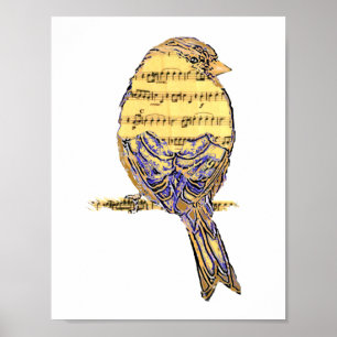 Affiche Cute Little Music Note Bird