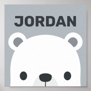 Affiche Cute Little Polar Bear with Personalized Name Post