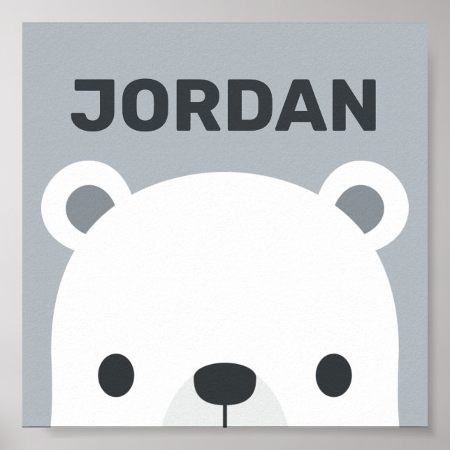 Affiche Cute Little Polar Bear with Personalized Name Post (Devant)