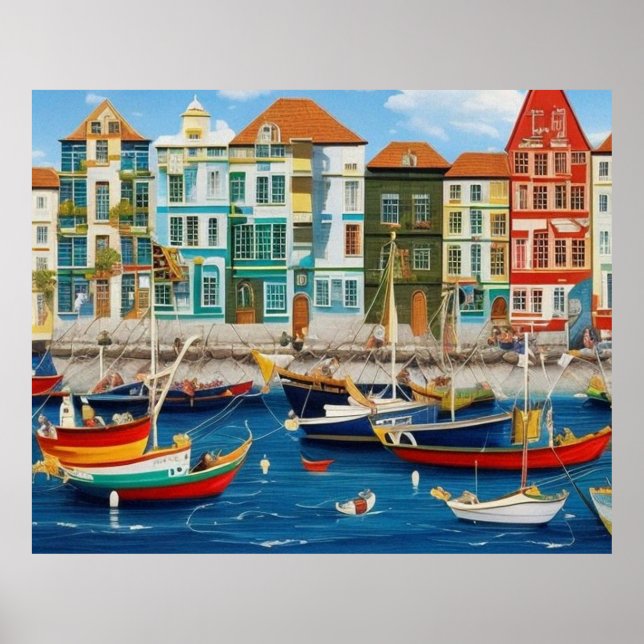Affiche Cute Little Ville touristique imaginaire portuaire (Devant)