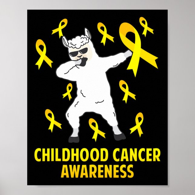Affiche Cute Llama Dabbing Guerrier du cancer de l'enfance (Devant)