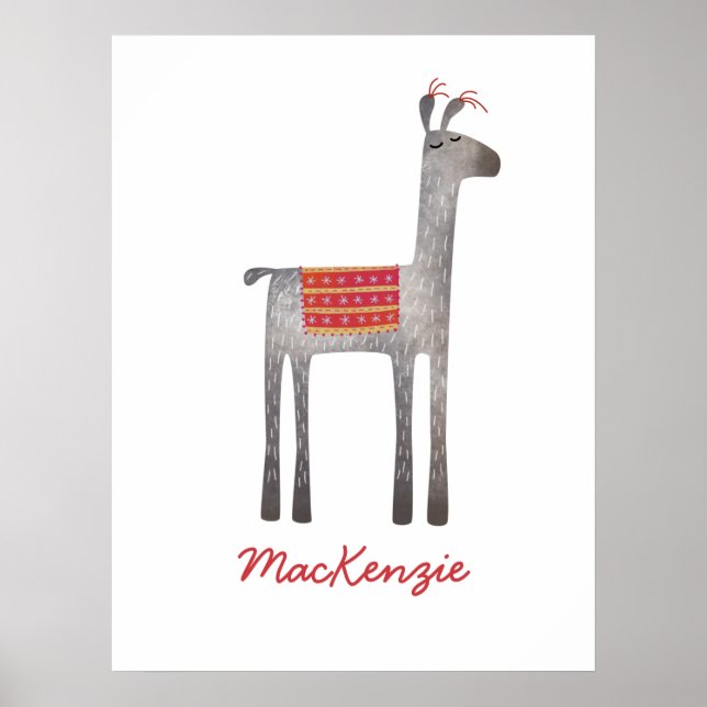 Affiche Cute Llama personnalisée (Devant)