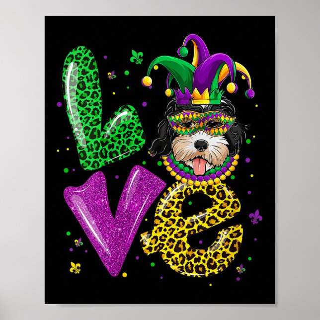 Affiche Cute Lote Doodle Golden Dog Masque Léopard Mar Pla (Devant)