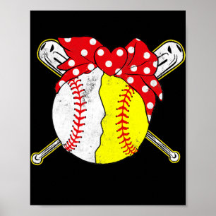 Affiche Cute Love Baseball Softball Heart Baseball Maman