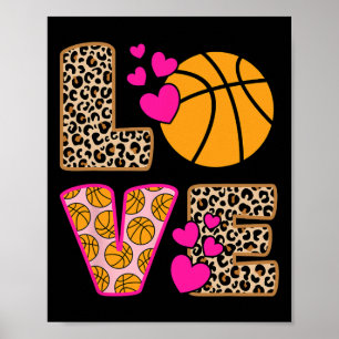 Affiche Cute Love Basketball Leopard Print Women Girls Bas