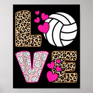 Affiche Cute Love Volleyball Empreinte de léopard Femmes V