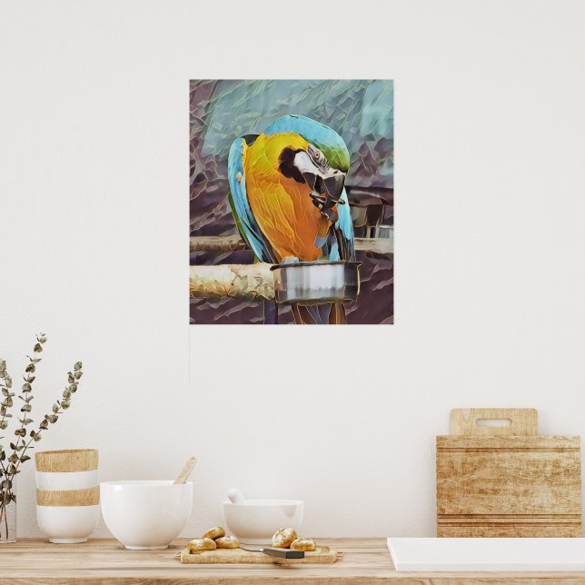 AFFICHE CUTE MACAW (Cuisine)