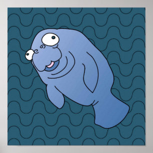 Affiche Cute Manatee Hugger Cartographier animal