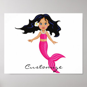 Affiche Cute Mermaid à queue rose Thunder_Cove
