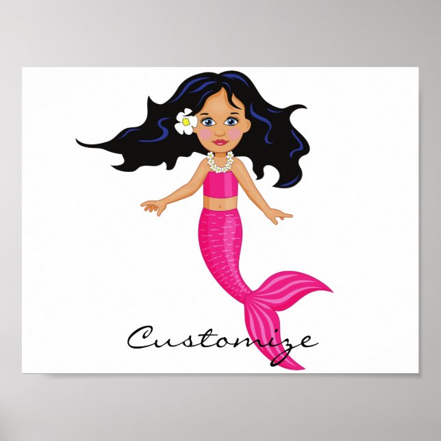 Affiche Cute Mermaid à queue rose Thunder_Cove (Devant)