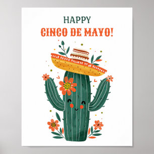 Affiche Cute Mexican Cactus Happy Cinco de Mayo