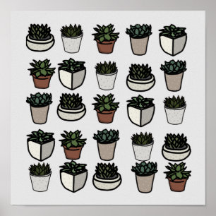 Affiche Cute mini motif succulent