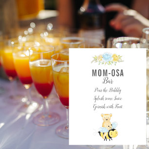 Affiche Cute Mom-osa Bar Boy Teddy Bear Baby shower