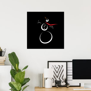 Affiche Cute motoneige hiver Noir