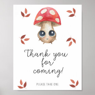 Affiche Cute mouche agaric champignon - Merci pour venir