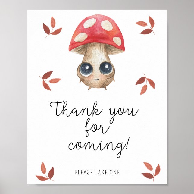 Affiche Cute mouche agaric champignon - Merci pour venir (Devant)