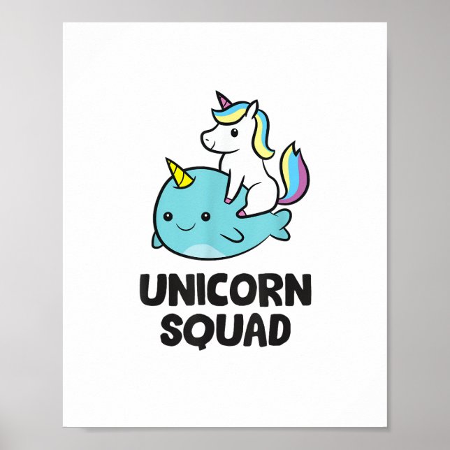 Affiche Cute Narwhal Unicorn Squad Funny Unicorn Et Narwh (Devant)