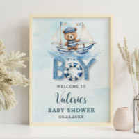 Cute Nautical Blue Boat Teddy Bear Boat Baby showe