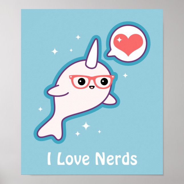 Affiche Cute Nerd Narwhal (Devant)