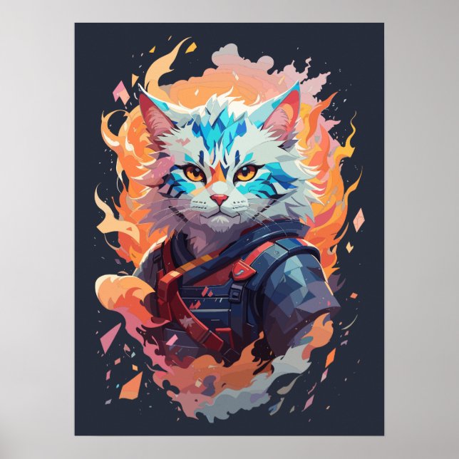 Affiche Cute Ninja Cat Warrior Design (Devant)