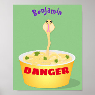 Affiche Cute noodles snake cartoon illustration humor