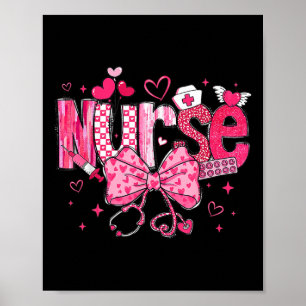 Affiche Cute Nurse Valentines Jour Cute Coquette Stethosco
