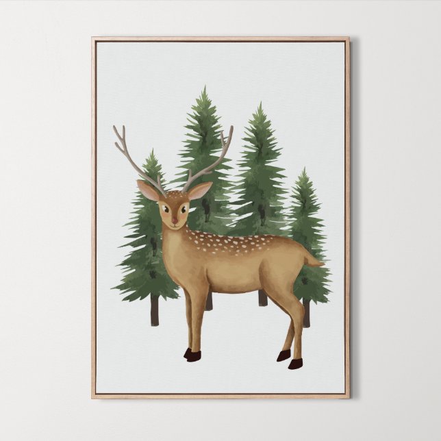 Affiche Cute Nursery Woodland Animal Wall Art Décor (Cute Nursery Woodland Animal Wall Art Deco, deer, forest, tree)