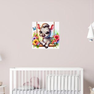 Affiche Cute oiseau zèbre pépinière