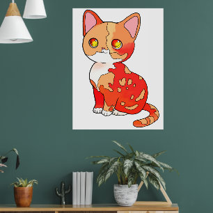 Affiche Cute Orange Calico Cat Cartoon Adorable Kitty