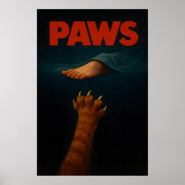 Affiche Cute Orange Tabby vs Human Foot (Devant)