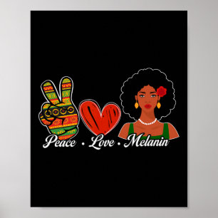 Affiche Cute Paix Amour Mélanine Mois de l'Histoire des No