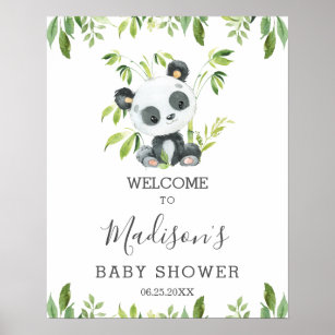 Affiche Cute Panda Baby shower de verdure Neutre Accueil