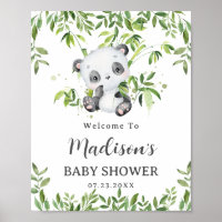 Cute Panda Bear Cub Baby shower de verdure Bienven