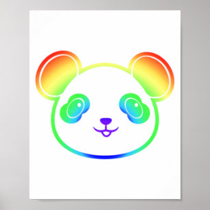 Affiche Cute Panda Bear Dans Les Couleurs De L'Arc-En-Ciel