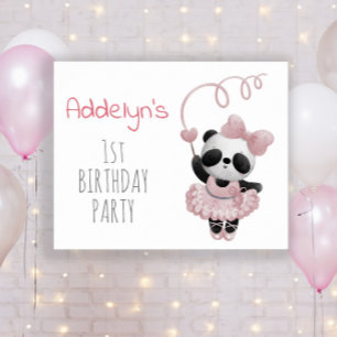 Affiche Cute Panda Bear Girl's 1st Birthday
