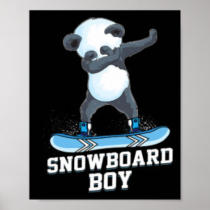 Affiche Cute Panda Snowboard Ski Dabbing Panda Snowb