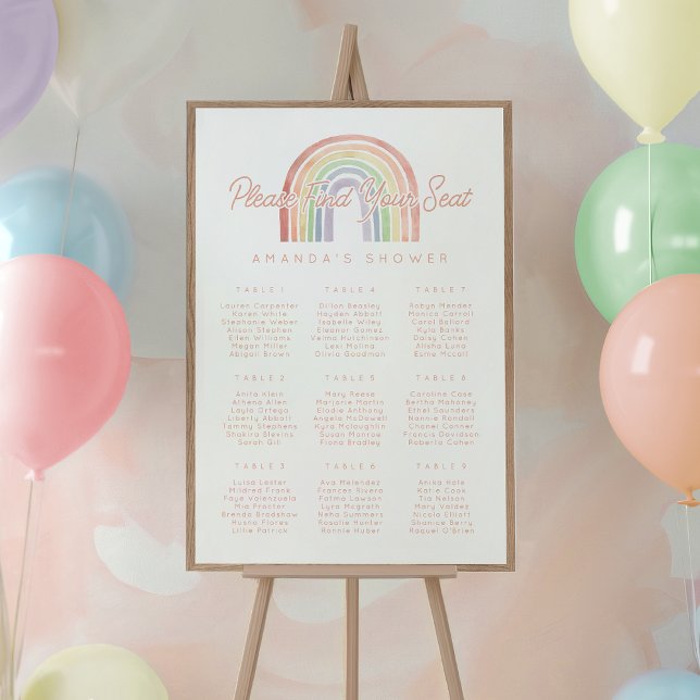 Affiche Cute Pastel Aquarelle Rainbow Douche Siège (Créateur téléchargé)