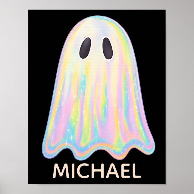 Affiche Cute Pastel Rainbow Ghost | Éffrayant esthétique (Devant)