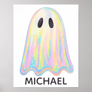 Affiche Cute Pastel Rainbow Ghost   Éffrayant esthétique