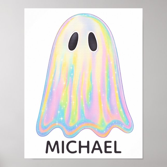 Affiche Cute Pastel Rainbow Ghost | Éffrayant esthétique (Devant)