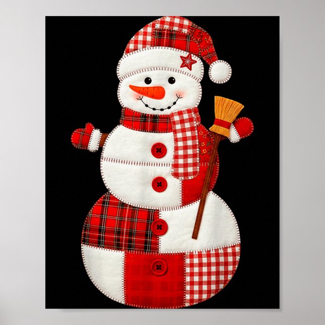 Affiche Cute Patchwork Snowman Christmas Xmas Men Women Ki (Devant)