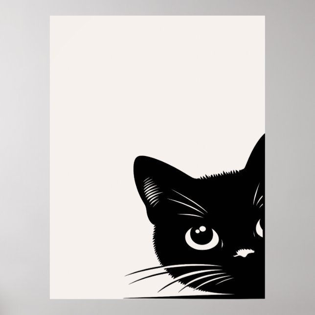 Affiche Cute Peeking Chat noir (Devant)