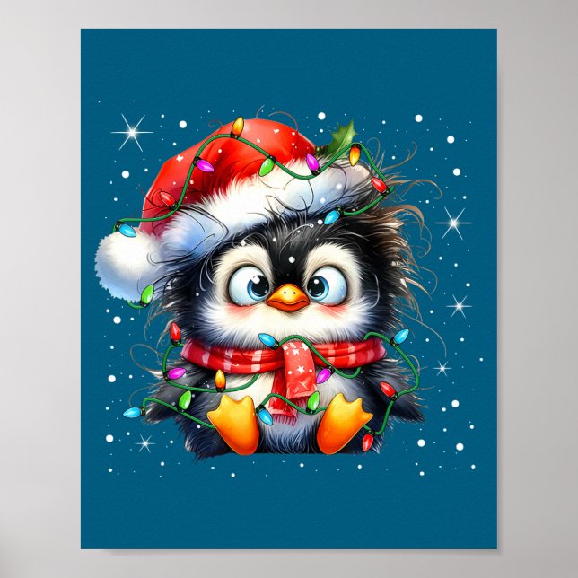 Affiche Cute Penguin Christmas Lights Penguins Lover Girls (Devant)