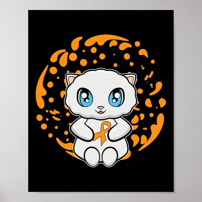 Affiche Cute Perse Chat Anime Kitten Leukemia Sensibilisat (Devant)