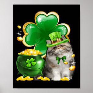Affiche Cute Perse Chat Shamrock Irlandais Saint Patrick D