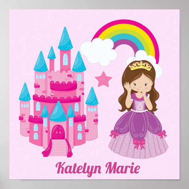 Affiche Cute Personnalisée Rose Princess Castle Fairy Tale (Devant)